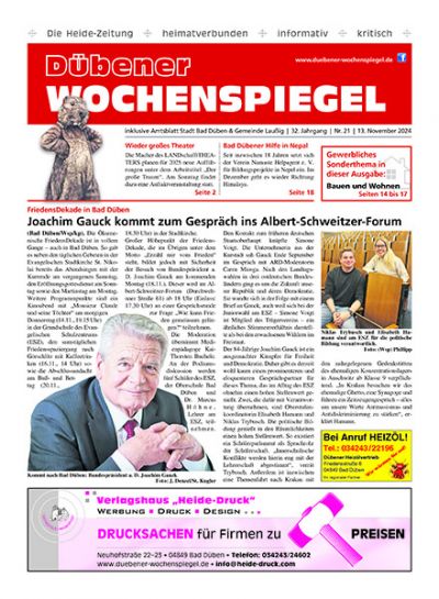 Dübener Wochenspiegel | Nr. 21 | 13. November 2024