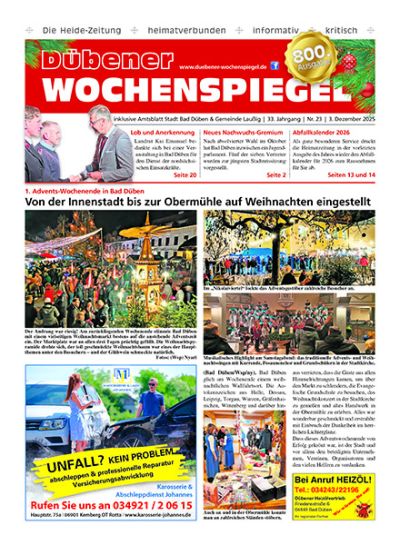 Dübener Wochenspiegel | Nr. 23 | 3. Dezember 2025