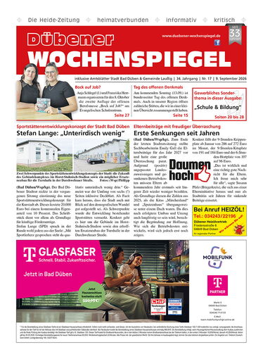 Dübener Wochenspiegel | Nr. 17 | 9. September 2026